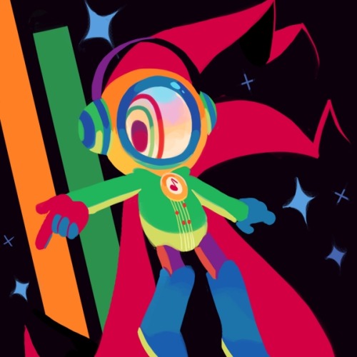 bubblegum-stimboards:A Noisemaster (Cucumber Quest) stimboard with galaxy, sci-fi, and mushrooms- re