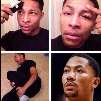 omgitsfrizzy:  So there’s this hashtag trending called #makeuptransformation, which is basically just people making fun of how dramatic face contouring is(seen in the first picture). I AM SCREAMING 