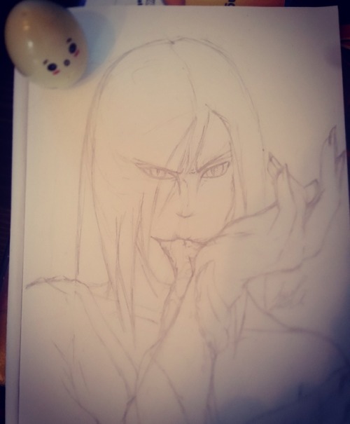 Have some bad photographed drawing of an Orochimaru with some Instagram filters ‘cause I broke my fr