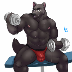 thenaughtylion:    Workin out… WITH A BULGE