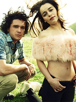 itisfullofsecrets:  Kit Harington with Emilia Clarke and Alfie Allen for Rolling Stone Magazine. 