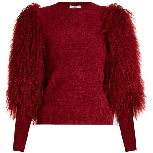 Sonia Rykiel Fur-sleeve crew-neck sweater ❤ liked on Polyvore (see more textured sweaters)