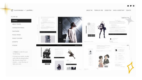 Made a new gallery page for my themes &amp; pages showcase. Each tab comes with a short description 