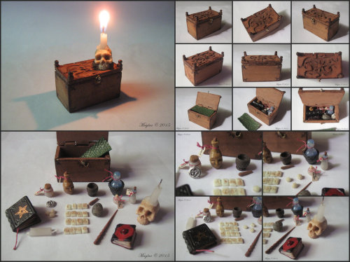 allthesmallthingsminiatures:Mage’s Chest, miniature set by Maylar