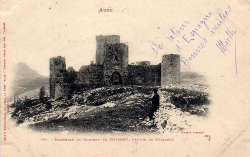 chateau-termes:Sélection de 4 Cartes postales anciennes du château de Puivert (Aude - Quercorb).