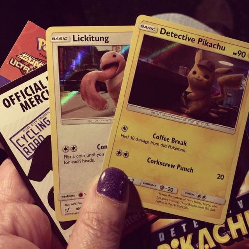 #detectivepikachu swag: #pokemoncards #lickitung #pikachu⚡ (at Alamo Drafthouse Phoenix) www