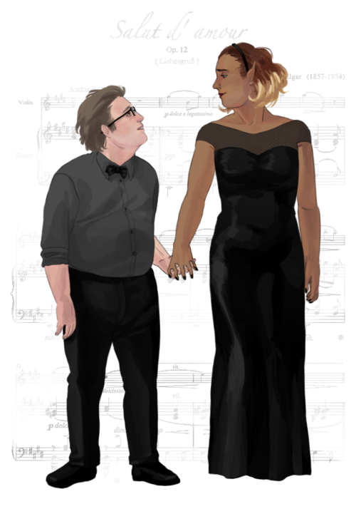 nemesisfall:take a bow!! [image: an illustration of Barry and Lup, holding hands and looking at each