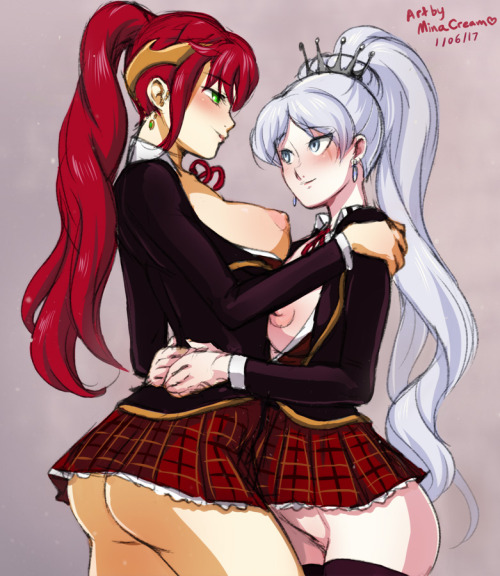 Porn photo Daily Sketch -   Pyrrha and Weiss (RWBY)Commission