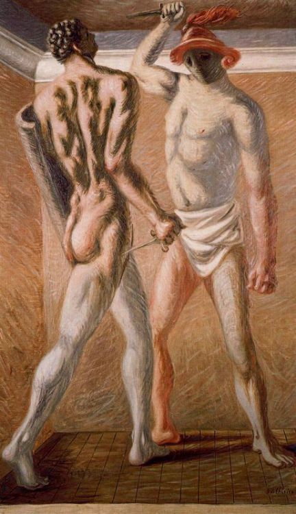 Gladiators, 1928, Giorgio de ChiricoMedium: oil,canvas