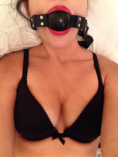 littlestloucub:  insatiableslut:  All gagged up.   I might go put my gag on….