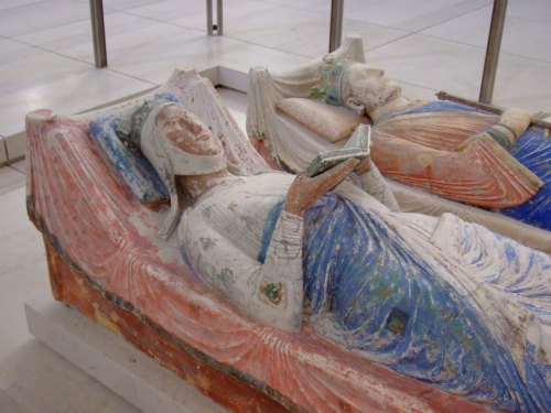 Effigies of Eleanor of Aquitaine (d. 1204) and Henry II of England (d. 1189) in Fontevraud Abbey in 