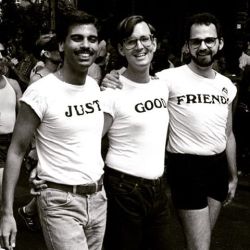 lgbt-history-archive:  “Just Good Friends,” Christopher Street Liberation Day Parade, New York City, June 26, 1983. @h_e_r_s_t_o_r_y. #lgbthistory #lgbtherstory #lgbttheirstory #lgbtpride #fridaynight (at New York, New York)