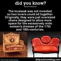 Did-You-Kno:  The Loveseat Was Not Invented So Two Lovers Could Sit Together. Originally,