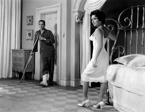 Paul Newman, Elizabeth Taylor / production still from Richard Brooks’s Cat on a Hot Tin Roof (