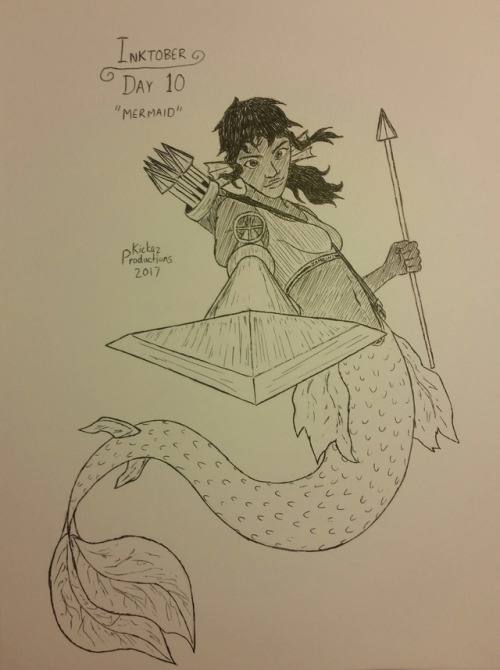 Inktober Day 10 - MermaidTori as a mermaid! Pose took me some time to figure out, but the important 