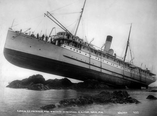 “C.P.R.CO.SS Princess May. Wrecked on Sentinel Is. Alaska. Aug 5. 1910)