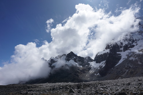 Day 2 of the Salkantay trekViews hiking up to Salkantay pass (#1-3), an avalanche from Salkantay (#4