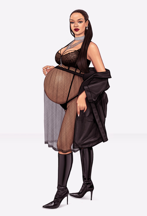 My 2nd pregnant Rihanna illustration in a week!