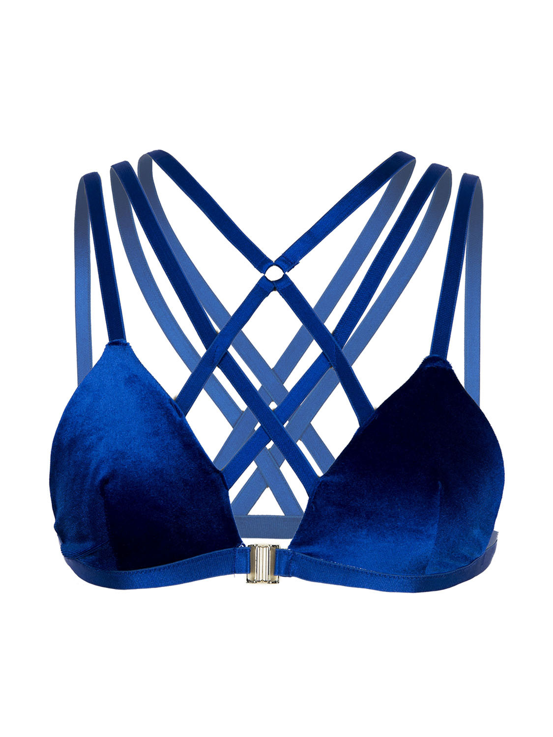 coquettefashion:  Red Or Blue Burgundy Velvet Triangle Caged Bralette 