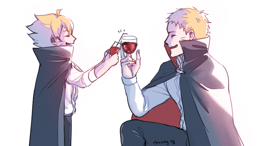 uzumakipposong:   Daddy vampire and baby vampire sharing cherry juice 