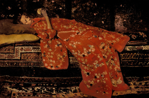 George Hendrik Breitner - Girl in a White Kimono - 1894  George Hendrik Breitner - Girl in a Red Kim