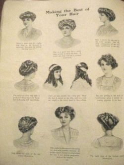 the-modern-edwardian:  Making the Best of Your Hair(Too bad we can’t really read it!)  The best is in the middle, say I.