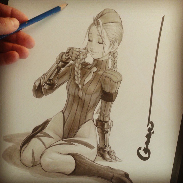 omar-dogan:  Cammy done in pencil, copix, and micron pens. This one will go to my