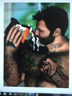 “Tattoo Guy (cum from sneakers)” Digital image, 2018