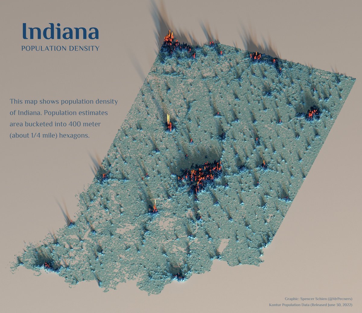 Indiana population density. by MrPecners Maps on the Web