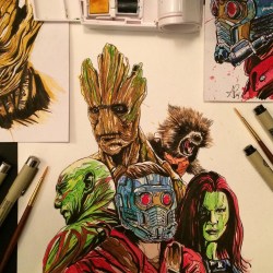 nerdsandgamersftw:  Guardians of the Galaxy &amp; Starlord Watercolor Painting By Anthony Petrie 