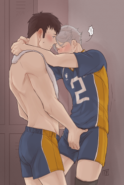 peenixwright:  Locker room shenanigans plus a progress gif under the cut! I tried some new things with the line art and coloring this time and I’m very pleased with it _(:3≻∠)_ Keep reading