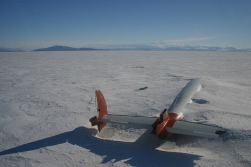 Pegasus, a C-121 Lockheed Constellation, buried in the snow at Pegasus Airfield, McMurdo Station, An