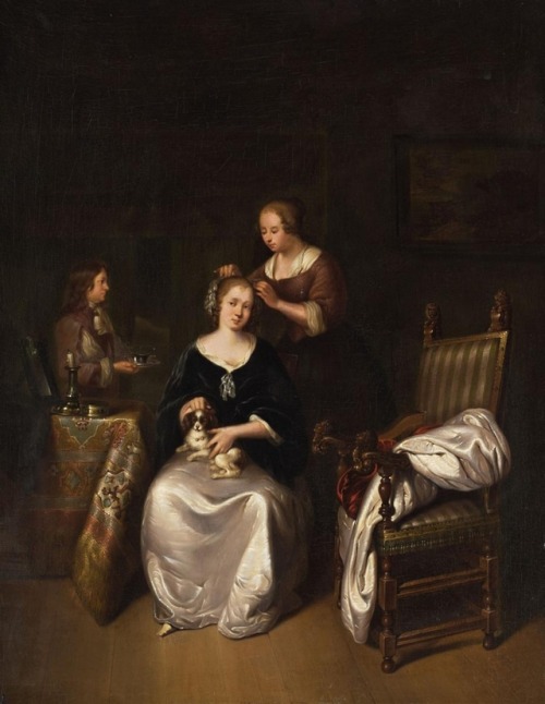 Willem van Mieris (1662 - 1747)Lady at her Toilet, 1738
