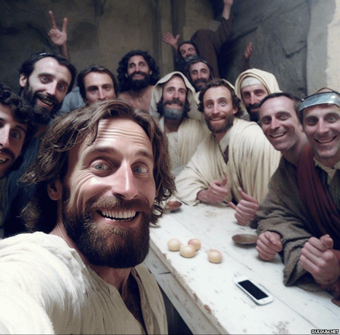 Jesus taking a selfie at...