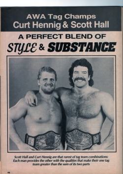 Shitloadsofwrestling:  Awa World Tag Team Champions Curt Hennig And Scott Hall [1986]Though