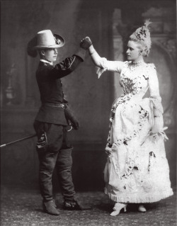 imperial-russia:Tsesarevich Nicholas Alexandrovich and his aunt by marriage (and later also his sister-in-law) Grand Duchess Elizaveta Fyodorovna. The pair, dressed in historical costumes, was photographed at the occassion of am amateur stage performance