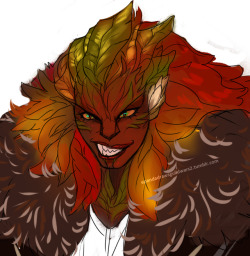 ependadrawsguildwars2: In the spirit of fall, Sylvari Toska! Skin: Flexible bark Glow: Yellow with a hint of orange. cent: Cinnamon, Slight tobacco hint from smoking. Ears: plum blossom Her bite is worse than her bark. 