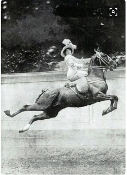 victoriansunposed: Riding a horse sidesaddle..in