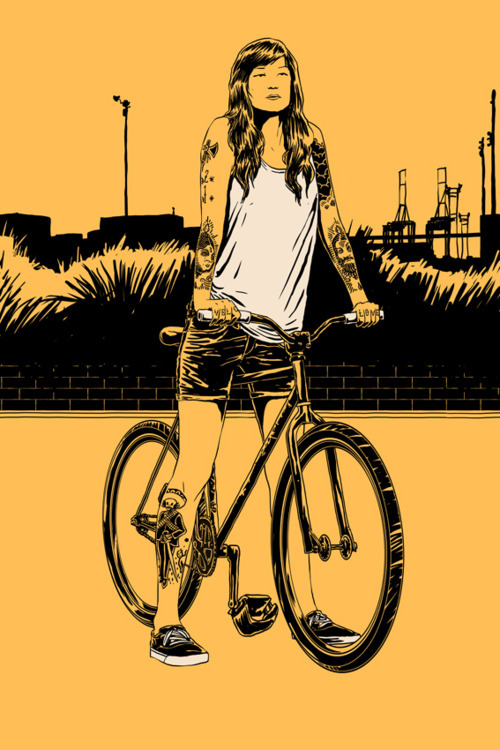tonightwedrinktomorrowweride:  Velo Girls by Artist Adams Carvalho . http://ffffixas.tumblr.com/