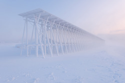 subtilitas:  Peter Zumthor &amp; Louise Bourgeois’s Steilneset memorial to the witch hunts of the 17th century in the middle of the Norwegian winter, Vardø 2012. Via, 2, photos &copy; Bjarne Riesto. 