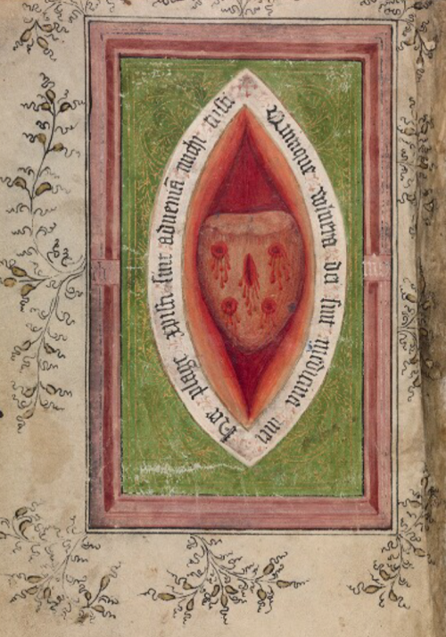 unwomanly:Christ’s side wound in illuminated manuscripts