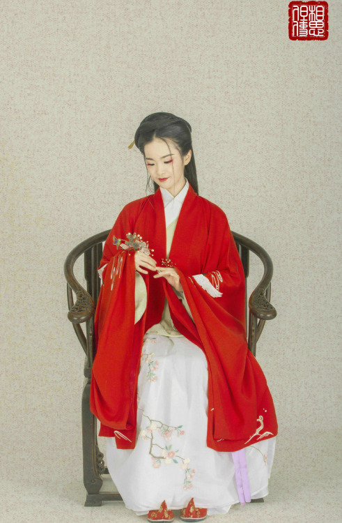 Traditional Chinese fashion in Ming dynasty style, pifeng披风 and aoqun袄裙. Photo 粉黛流芳 Model 但使相思 Cloth