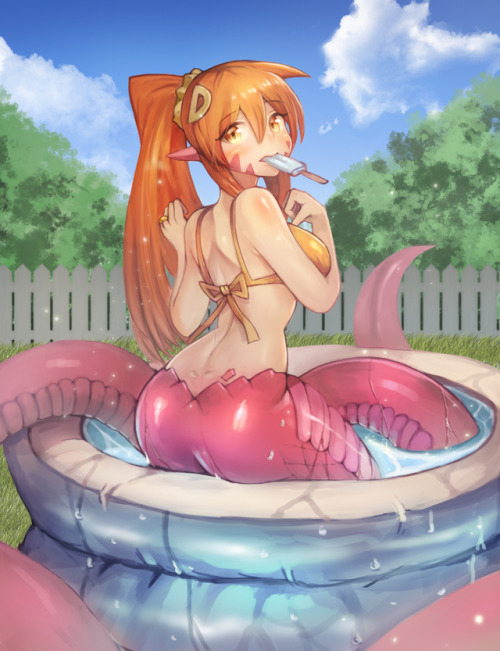 monstagurls: Miia cooling herself off in the summer by sookmo  ❤︎ Source