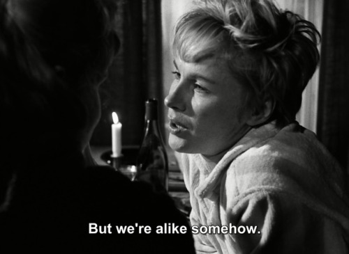 inthedarktrees: We’re alike somehow. Persona | Liv Ullmann &amp; Bibi Andersson | Ingmar B