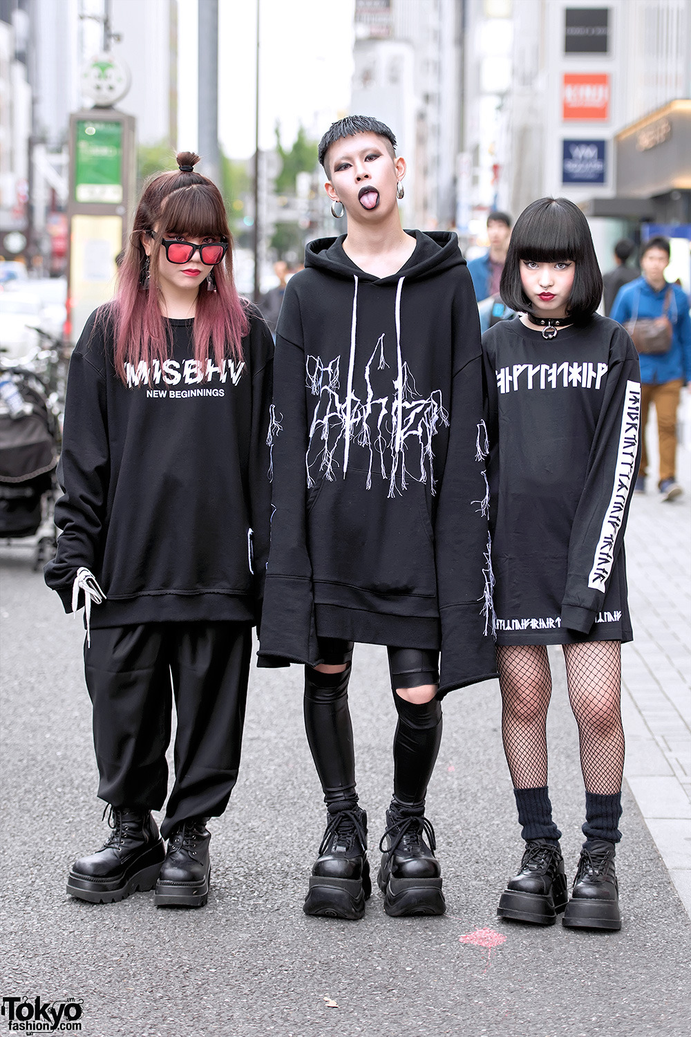 tokyo-fashion:  Kasumi (20), Cham (19), and Baek (17) in monochrome fashion on the