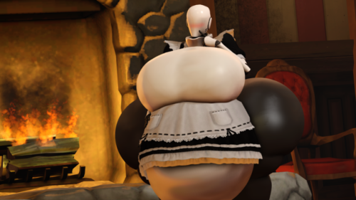 “Haydee the Fat Droid Maid” ~ by Fattybulous.“She joins Emiko for help her to clean in the manor” ~ 