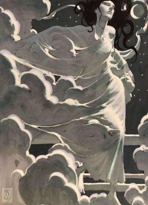 hildegardavon: artemisdreaming John Watkiss Moon Goddess II, 2014, mixed media on board, 84x59.