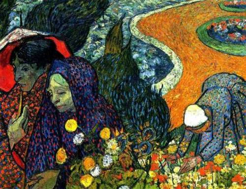 artist-vangogh:  Ladies of Arles (Memories of the Garden at Etten), 1888, Vincent van GoghMedium: oil,canvas