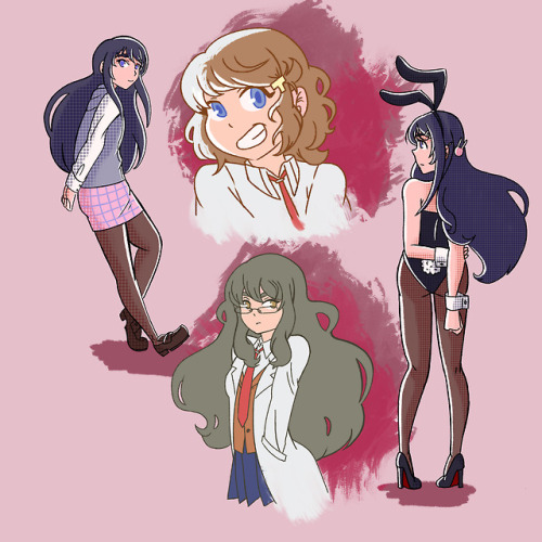 Couple of Bunny Girl Senpai doodles from today ~