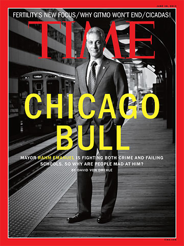 The new issue of TIME features Chicago Mayor Rahm Emanuel in the cover story, ‘Chicago Bull.’
Read a preview of the story here.
(Photograph by Mark Seliger for TIME)